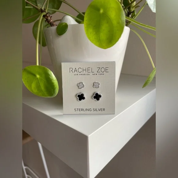 Rachel Zoe Black and Silver Sterling Earrings - Picture 1 of 5